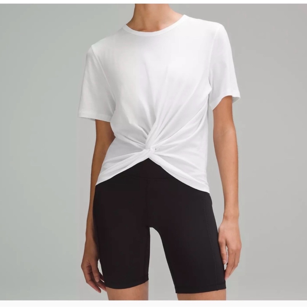 Lululemon White Crescent Twist Front T-Shirt